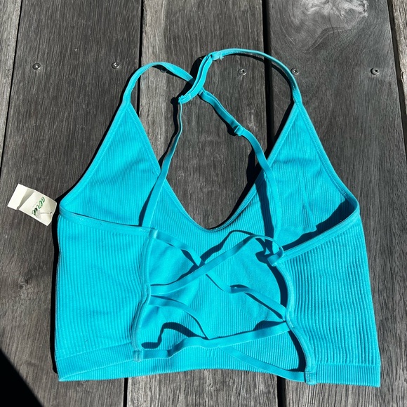Aerie blue tank top, crop top, size small, open back - Picture 3 of 3